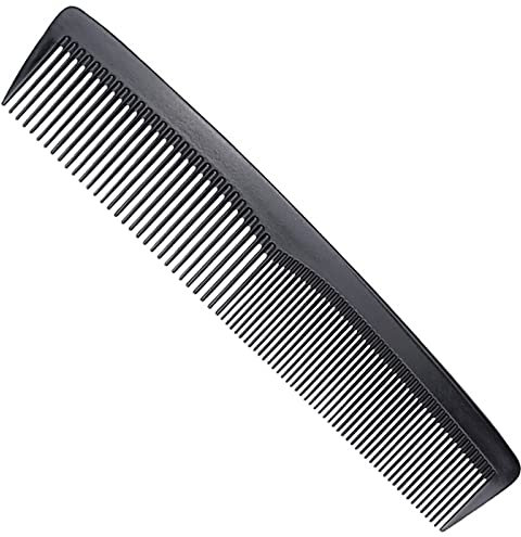 1Piece 7.48in Hair Comb, Medium Tooth and Fine Tooth Comb, Curl Pocket Combs, Professional Hairdressing Carbon Fibre Comb, Anti Static Heat Resistant(Black)
