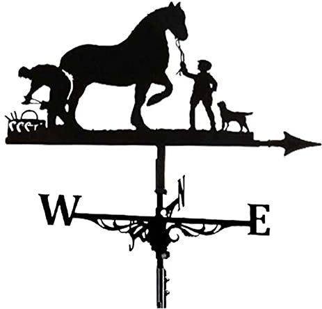 Girouette de Ferme, indicateur de Direction du Vent extérieur en métal, girouette, Style rétro Moderne, décor Animalier Traditionnel (Couleur : Bigfoot) (Cheval) (Cheval)