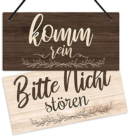 Putuo Decor Bitte Nicht Stören Schild, Komm Rein Türschild, Wendbares doppelseitiges Schild für Unternehmen, Büro, Therapeuten, Kliniken, Behandlungen, 25,4 x 12,7 cm PVC Hängeplakette