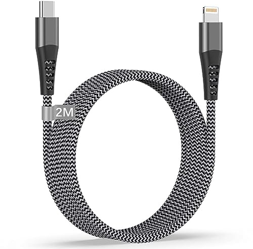 Câble USB C vers Lightning 2M[Certifié Apple MFi], Câble iPhone USB C Cable | Chargeur iPhone Rapide Nylon Lightning Câble USB C iPhone Cordon Fil Chargeur pour iPhone 14 Pro Max 13 12 Mini 11 XS X SE 8
