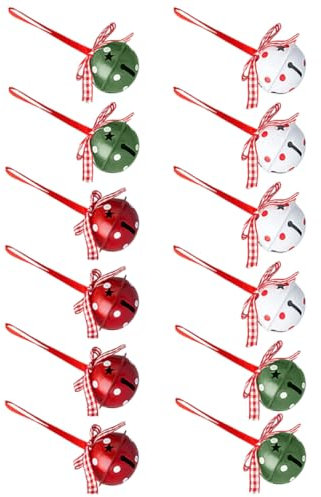 TOYANDONA 12 Stück Weihnachtsglocken Metall Mit Sternen Und Punktmuster Bemalte Christbaum Hängedekoration Selbstgemacht Weihnachtsschmuck Für Baum Fenster Und Tür Farbintensiv Und Langlebig