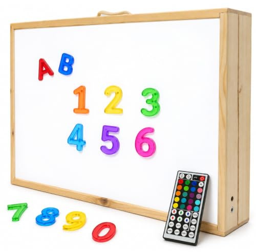 Mesa de luz Montessori infantil 60 x 40 cm, madera con LED RGB | 60 x 40 cm, LED RGB regulable y mando incluido