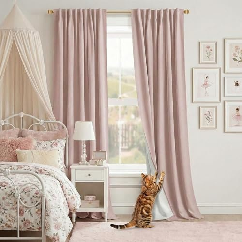 PANELSBURG Vorhänge, 243,8 cm lang, für Wohnzimmer, Leinen, neutral, Boho, Verdunkelung, wärmeisoliert, Raumverdunkelung