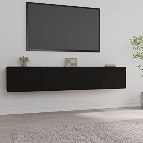 Homgoday TV-möbler 2 st svart plywood 80 x 30 x 30 cm, TV-skåp vardagsrum matsal soffbord TV musikutrustning skåp under förvaring stativ
