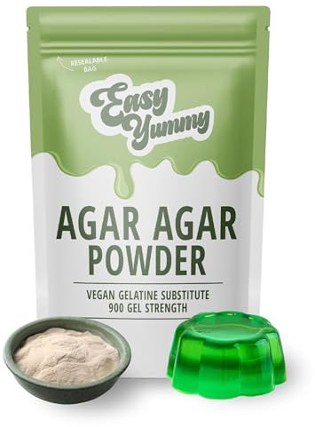 Easy Yummy Agar Agar (250g), Vegan Gelatin Powder, 100% Pure, No Additives, European Quality, Halal