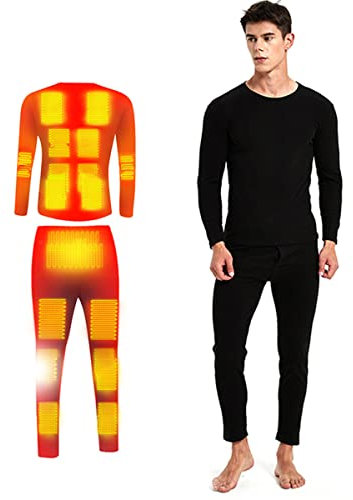 IMYOGI Conjunto de Ropa Interior térmica con calefacción para Hombre, Camiseta y Pantalones cálidos eléctricos USB con calefacción de 20 Zonas, para la Vida Diaria en Invierno, 2023