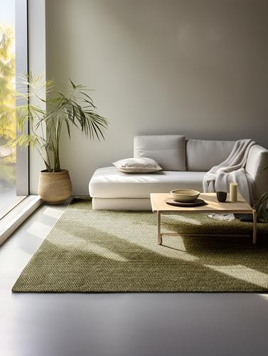 Hanse Home Alfombra de Yute Natural para salón, 100% Yute, Tejida a Mano y respetuosa con el Medio Ambiente, Estilo Bohemio, de Fibra Natural, para salón, Dormitorio, Comedor, Verde, 160 x 230 cm