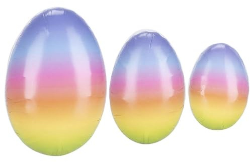 Ideen mit Herz Eier mit Farbverlauf | befüllbar | 3 Stück | Regenbogen | Oster-Überraschung | Frühling & Ostern | Deko | Geschenk | 9cm, 12 cm & 15cm hoch