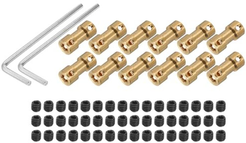 QUARKZMAN Wellenkupplung Verbinder mit Bohrung von 4mm-6mm Länge 20mm φ 9mm 12 Pcs Wellenkupplungen M3 Messingwellen Starre Kupplung für Auto Motorzubehör 3D-Drucker DIY-Roboter Kupferton