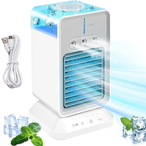 Portable Air Conditioner, Personal Mini Air Cooler Cooling Fan with 3 Wind Speeds, 300ML Evaporative Air Conditioner,Nano spray, Swinging wide-angle air supply,Humidifier Fan for Room Bedroom Office