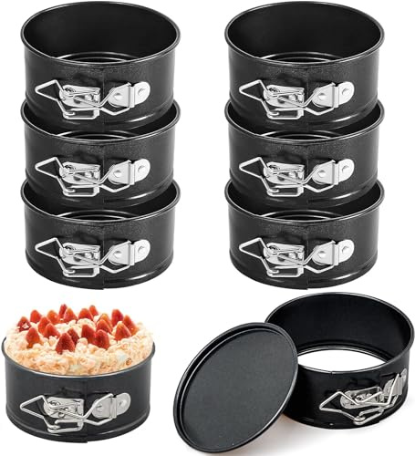 8 moldes de 4 pulgadas con forma de resorte, pequeños moldes redondos a prueba de fugas, mini moldes para tartas de queso con parte inferior extraíble, antiadherente, para mini tartas de queso,