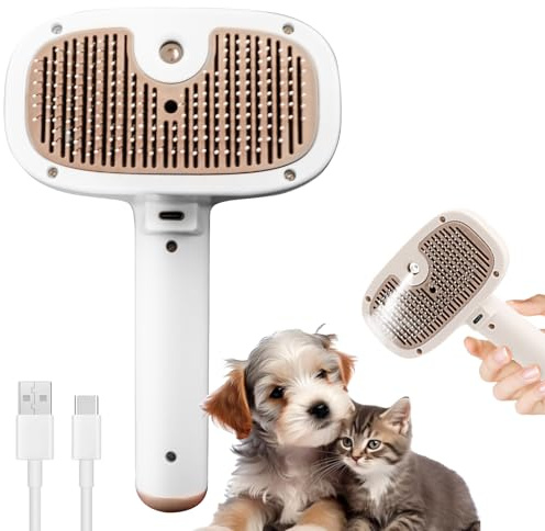 Osinaga Katzenbürste, Universal Haustier Bürste, Katzenbürste Langhaar und Kurzhaar, Katzenhaarbürste zum Entfernen von Losem Fell und Massage, KatzenbüRste mit Dampf 3-In-1