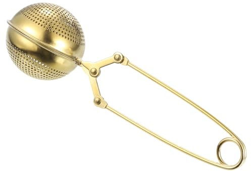 QUARKZMAN 1 Pièce Infuseur à Thé à Boule avec Poignée, Infuseur à Thé en Vrac, Passoire à Thé en Acier Inoxydable pour Infuser du Thé en Vrac, Doré