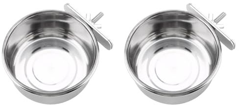 2 Stücke Papageienfutter Wassernäpfe Haustier Vogelfutter Füttern und Trinken Hängende Tasse Klemmhalter Edelstahl Hängende Schüssel mit Klemme S