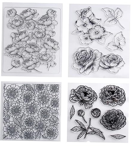Hohopeti 1satz Transparent Flower Pattern Stamps Für Scrapbooking Und Kartengestaltung Vielseitig Einsetzbar Wiederverwendbar Klare Platzierung Für Kreative Dekorationen