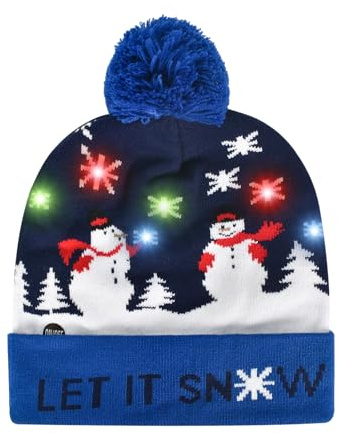 Lunaanda LED Weihnachtsmütze, Unisex Strickmütze mit LED-Beleuchtung, Winter Beanie Hat Weihnachten Mütze für Erwachsene und Kinder, Ideal für Weihnachtsparty