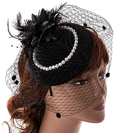 Watreketal Haarband,Fascinator Damen Fascinator Stirnband Tea Party Fascinator Hut Cocktail Blume Fascinator Schleier Mesh