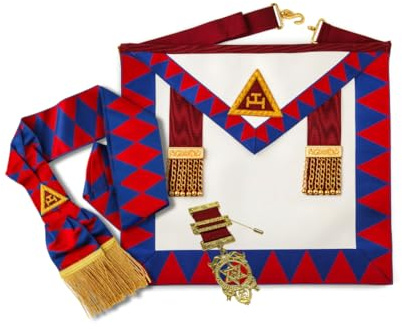 Masonic Royal Arch Principals Regalia Set | Lambskin Apron, Sash and Breast Jewel | Premium Masonic Gift Set for Freemason Men