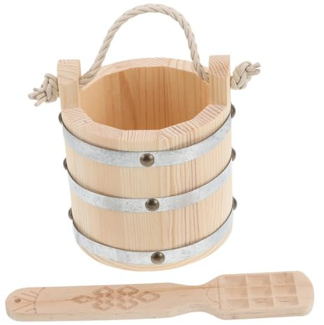 Cabilock Récipient À Yaourt Et Beurre En Bois Massif Seau À Riz En Bois De Style Vintage Avec Louche Pour La Maison Et Le Restaurant