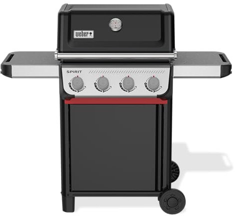 Weber Spirit E-410 Gasgrill, 4 Brenner, 51 x 46cm Grillfläche, Warmhalterost, Deckelthermometer, 2 Räder - Schwarz/Silber (1500886)