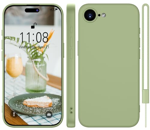 WXX für iPhone 16e Hülle Silikon Case 6.1'' Matcha Grün | Handyhülle für iPhone 16e Dünn Slim mit Microfiber,Kratzfeste Rundumschutz Case Hülle