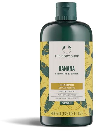The Body Shop Banana Truly Shampooing nourrissant (1 x 400 ml), shampooing anti-frisottis à la banane, pour cheveux secs sujets aux frisottis, cheveux ondulés et bouclés, contrôle des frisottis, soins