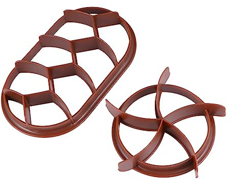 CHICAMPERA 2pcs DIY Bread Extrusion Cake Baking Press Embossing Mould Home Baking Supplies Round Oval Shapes Non-Stick Easy to Clean