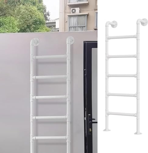 Scala da parete in metallo, scala in ferro battuto bianco per letti a castello, 200 cm, scala multifunzionale per esterni per pareti di magazzini e cantine
