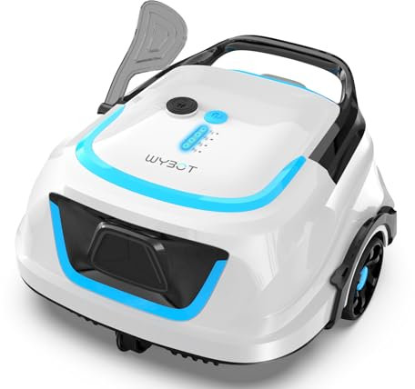 WYBOT (Aggiornamento 2025) A1 Robot Piscina, Autonomia 120 Min, Robot Piscina Senza Fili con Doppio Filtro per Piscine Fuori Terra Fino a 100 m²,2,5 Ore di Carica Completa Veloce(Bianco Blu)