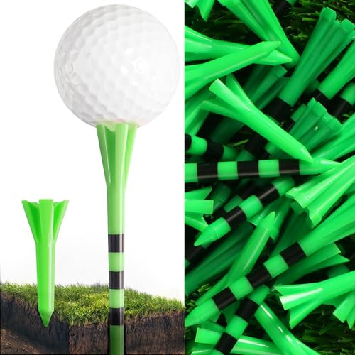 FINGER TEN Golf Tees Plastic Driver 70mm 83mm Five Claws Prong 60 Driver Tees with 40 Iron Tees Value 100 Pack, Golf Tees 2 3/4 3 1/4 Inch Durable Stable Reduces