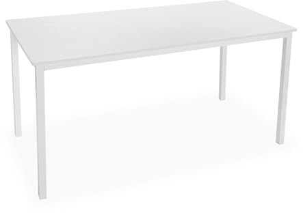 Versa Amaia Esstisch für Küche, Terrasse, Garten oder Esszimmer, Maßnahmen (H x L x B) 79 x 80 x 160 cm, Holz und Metall, Farbe: Weiß