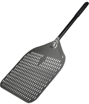 ZSREYFNB Pelle Pizza Pelle à pizza perforée de 12/13/14/16 pouces, pelle à pizza rectangulaire avec manche en alliage d'aluminium Pelle A Pizza(14inch 78cm Black)