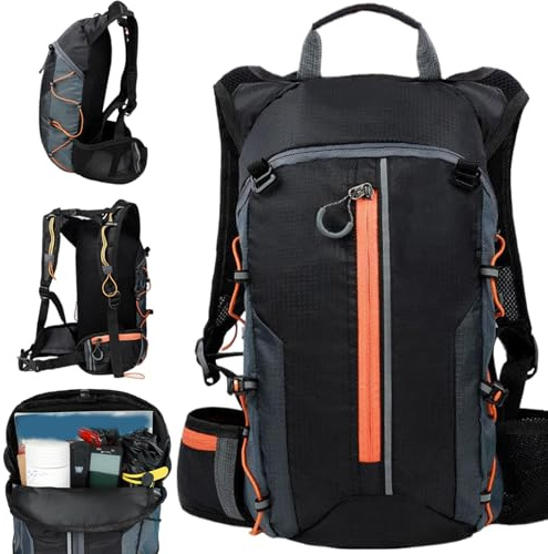 Trrymbbe Mochila para Bicicletas 10l Mochila de Senderismo Impermeable acampado portátil con Tiras Reflectantes y Bolsillos Agua al Aire Libre para Correr en Bicicleta para Acampar