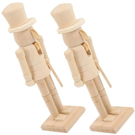 UKCOCO 2 pièces Casse Noisette à Peindre Figurine de Noël Lot de Décoration DIY Soldat Non pour Artisanat et Ornement