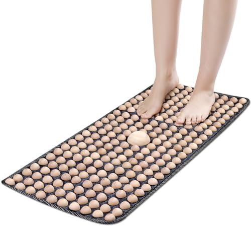 Drydiet 39.3inch Extra Large Wood Foot Acupressure Mat Ergonomic Foot Massager Mat for Relaxing Feet, Wood Massage Tool Foldable Pressure Point Pad for Long Sitting Elderly Students and Office Worker