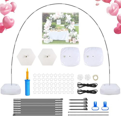 Juego de arco para globos (2,7 m de alto y 3 m de ancho), soporte para arco de globos con base de agua y varillas de fibra para bodas, graduaciones, cumpleaños, accesorios de fiesta y decoraciones