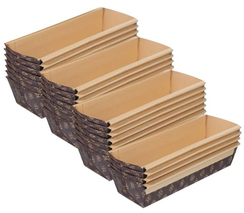 HEALEEP Molde para Pan Grande Rectangular de Papel Kraft Desechable, 25 Piezas, Bandeja para Hornear Antiadherente y Resistente al Aceite, Adecuado para Horno y Repostería en Hogar