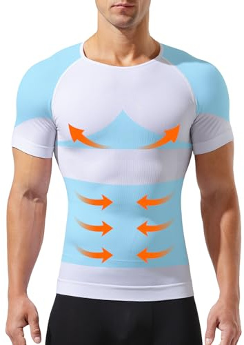 Casey Kevin Camiseta Compresión Hombre, Faja Reductora Hombre Adelgazante | Manga Corta Moldeadora Shapewear Secado Rápido para Gimnasio, Fitness, Deporte