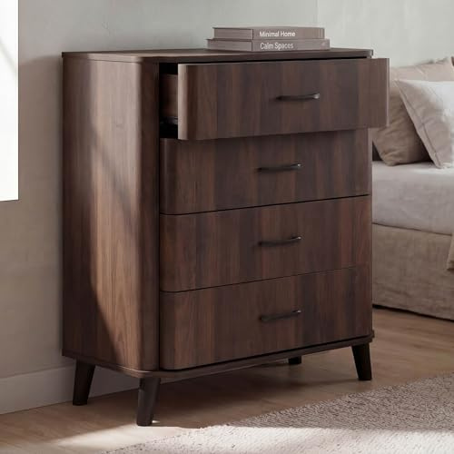 Mendler Commode HWC-P42, Buffet, 4 tiroirs, MDF 92 x 80 x 40 cm - Aspect Noyer