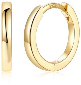 Silvora Boucles d'Oreilles Petite Créole Femme Argent/Plaqué Or/Noir 8-14MM | Creoles Acier Inoxydable Femme Boucle d'Oreille Anneau Femme Homme Noir en Argent 925 et Cuivre Hypoallergénique avec Boîte