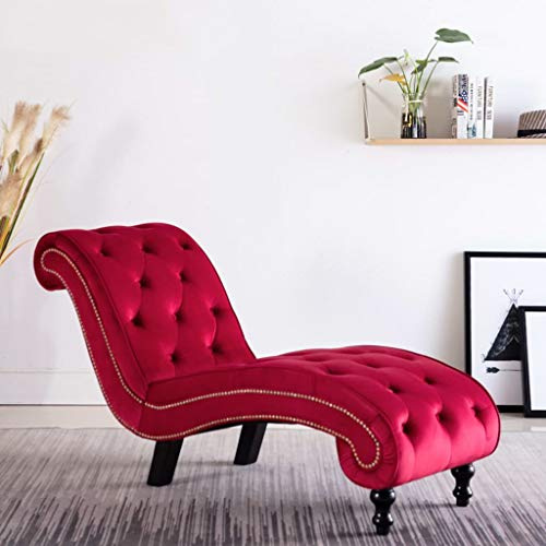Ziaphsol Chaiselongue Rot Samt 145 x 52 x 77 cm, Recamiere Liegesessel mit Armlehne, Polsterliege für Wohnzimmer Schlafzimmer Leseecke, Entspannung beim Relaxen