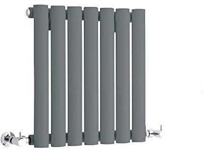 Milano Aruba Anthracite Horizontal Single Oval Panel Radiator - 400mm x 413mm