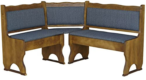 k koma Imbottitura Panca angolare in legno di pino, colore rovere con imbottitura in legno massello – nuovo grigio scuro (100 x 120)