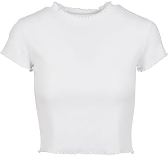 Urban Classics T-shirt för kvinnor, cropped ribbad, Vit, XS