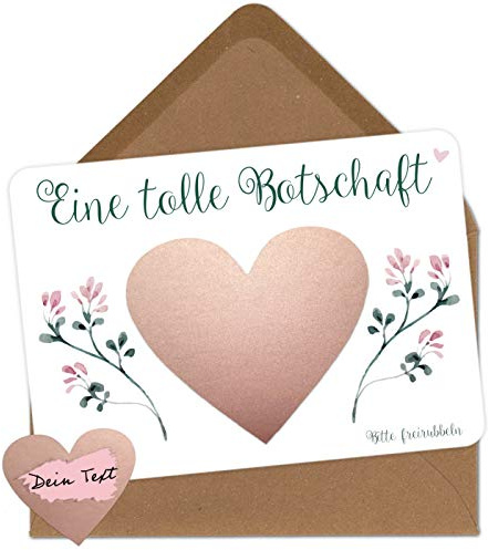 OWLBOOK 5 Rubbelkarten zum selber beschriften - Tolle Botschaft - Rubbellos für eigenen Text Geschenke Geschenkideen für die Familie zum Schwangerschaft verkünden
