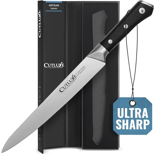 Cutluxe Turkey Carving Knife – 9 Carving Knife for Meat – Razor Sharp & Full Tang – High Carbon German Steel – Ergonomic Handle Design – Artisan Series