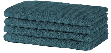 Merana OSLO Handtuch Set | schnelltrocknend, weich & fusselfrei | Frottier Luxus Qualität | 100% Baumwolle Frottee | OEKO-TEX | 590 GSM | Gästetuch & Gesichtstuch Petrol Grün (4 x Gästetücher 30x50cm)