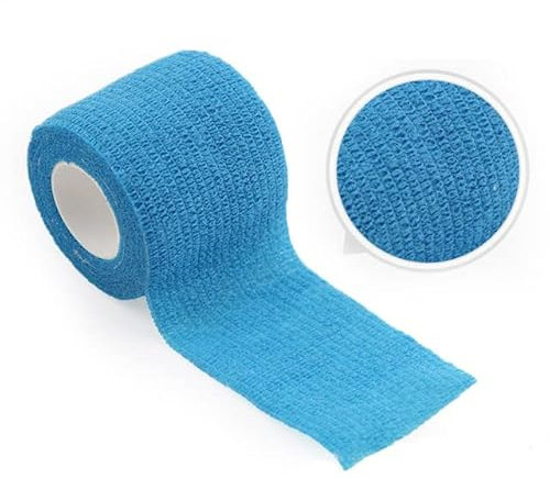 JOYDREAMDESIGN 1 Rotolo 4.8m Nastro Avvolgente Fasciatura Elastica Autoadesiva Colorata Sportiva Per Rilievi Di Supporto Del Ginocchio Dito Caviglia Palmo Spalla-Azzurro,7.5cm X 4.8m