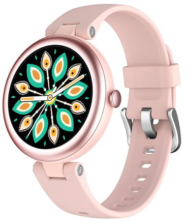 SHANG WING Lynn Smartwatch Damen,1.1 Zoll Klein Touchscreen Fitnessuhr Damen,Klein Stilvoll Fitnessuhr mit Schrittzähler Schlafmonitor SpO2-Überwachung Pulsuhr Smartwatch für Android iOS