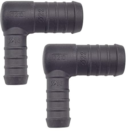 2 x YOU.S Original Schlauchverbinder Zwischenstück RGV Ø 22x16 mm 90° Winkel - L Form